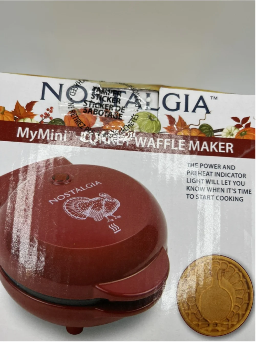 NEW MyMini Turkey Red Non-Stick Compact Waffle Thanksgiving Holiday NIB SEE ALL